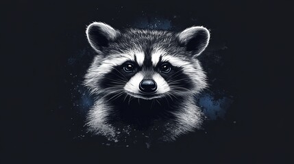 This illustration provides a detailed depiction of the fur patterns on a raccoon's face