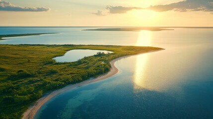 At sunset, an aerial view of Fort Pierce, Florida, reveals a scenic coastline