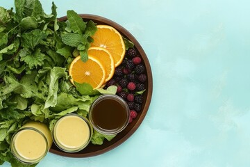 The promotion of vitality is achieved by highlighting healthy bites with fresh and clean design elements