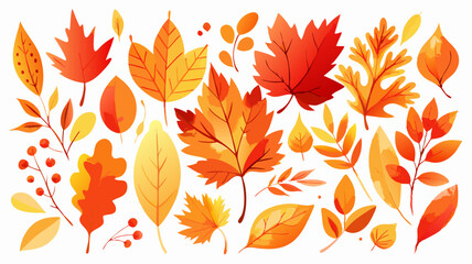 Obraz premium Autumn Leaves Collection: Red, Orange, Yellow Fall Foliage