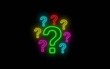 Neon question mark icon. Ask icon. question mark icon	