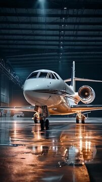 private jet in hangar 