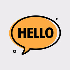 Orange Hello Speech Bubble Icon Illustration