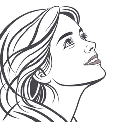 Woman face icon vector art. Adobe Illustrator Artwork