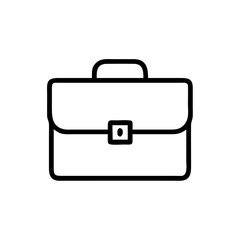 Minimalist Silhouette Icon of a Business Briefcase with Handle and Buckle, Simple Black Line Art Design on White Background Representing Business, Work, Office, Corporate, and Professional Career Conc