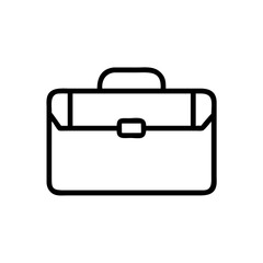 Minimalist Silhouette Icon of a Business Briefcase with Handle and Buckle, Simple Black Line Art Design on White Background Representing Business, Work, Office, Corporate, and Professional Career Conc