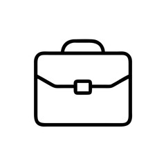 Minimalist Silhouette Icon of a Business Briefcase with Handle and Buckle, Simple Black Line Art Design on White Background Representing Business, Work, Office, Corporate, and Professional Career Conc