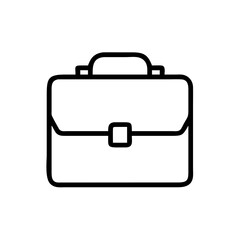 Minimalist Silhouette Icon of a Business Briefcase with Handle and Buckle, Simple Black Line Art Design on White Background Representing Business, Work, Office, Corporate, and Professional Career Conc
