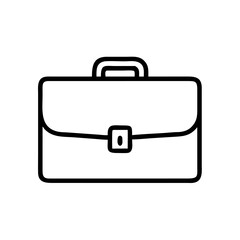 Minimalist Silhouette Icon of a Business Briefcase with Handle and Buckle, Simple Black Line Art Design on White Background Representing Business, Work, Office, Corporate, and Professional Career Conc