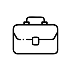 Minimalist Silhouette Icon of a Business Briefcase with Handle and Buckle, Simple Black Line Art Design on White Background Representing Business, Work, Office, Corporate, and Professional Career Conc