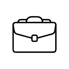 Minimalist Silhouette Icon of a Business Briefcase with Handle and Buckle, Simple Black Line Art Design on White Background Representing Business, Work, Office, Corporate, and Professional Career Conc