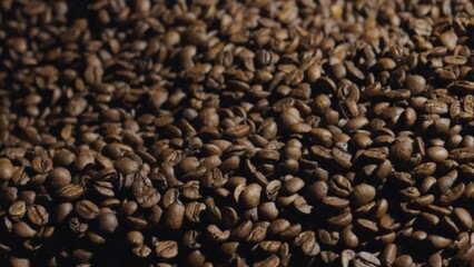 Roasted coffee beans forming a textured background