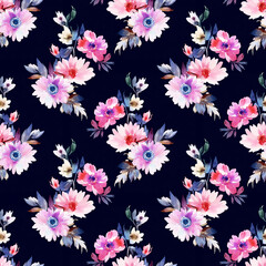 Obraz premium Captivating watercolor floral seamless pattern in vibrant colors