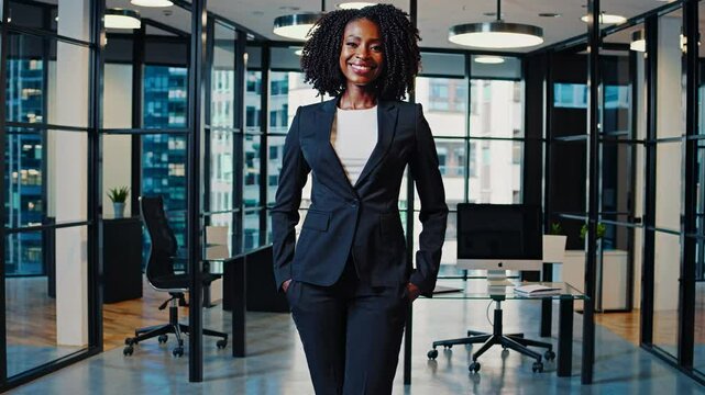 Smiling businesswoman standing in office