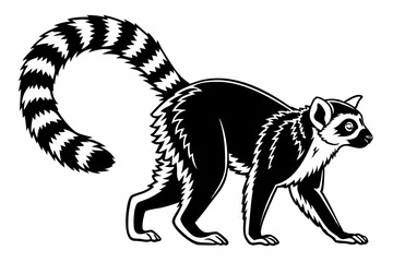 Obraz premium lemur sihouette black vector