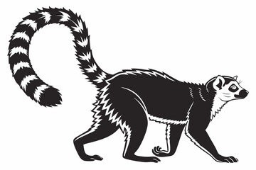 Obraz premium lemur sihouette black vector