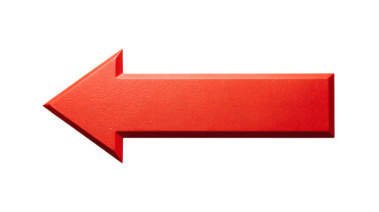 Bold red arrow sign indicating left direction on isolated on white transparent background symbolizing guidance and navigation for communication