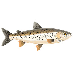 Obraz premium Detailed illustration of a speckled trout isolated on transparent background, cut out, PNG 3D Digital Art, clip art.