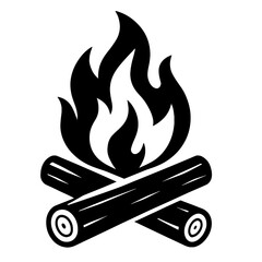 Campfire with Burning Logs and Flames Vector Icon - Outdoor Recreation