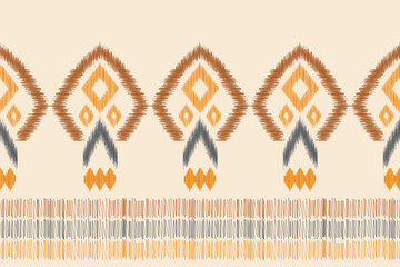 Ethnic ikat traditional motif fabric pattern geometric style.African Ikat embroidery Ethnic oriental pattern white cream brown background wallpaper. Abstract,vector.Texture,frame,decoration.
