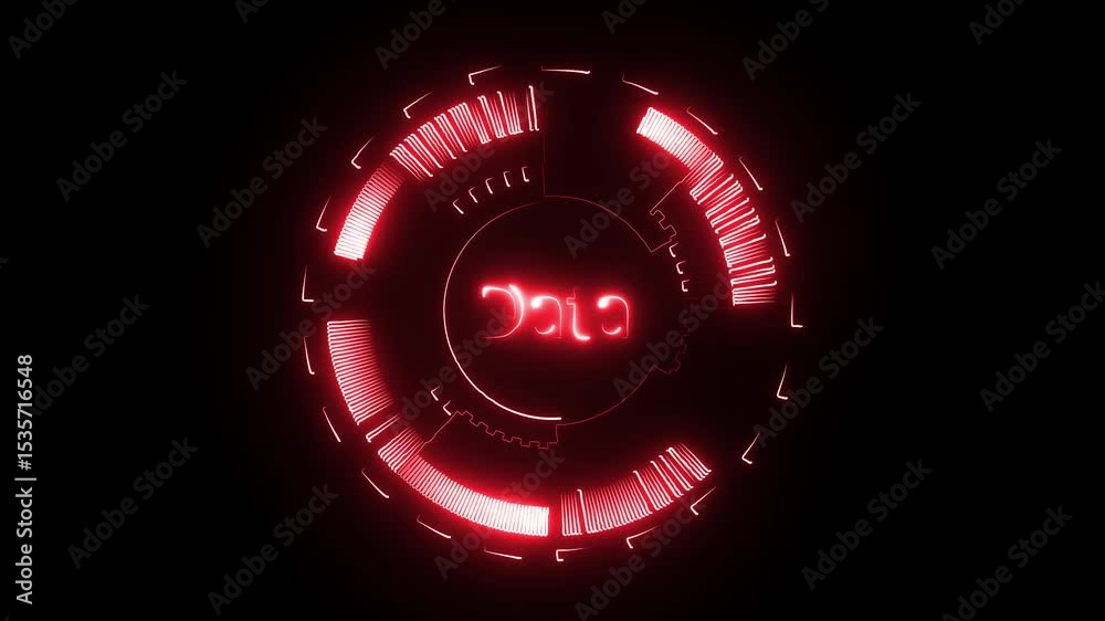 Wall mural tech ring interface animation: futuristic circle hud with cyberpunk vibes