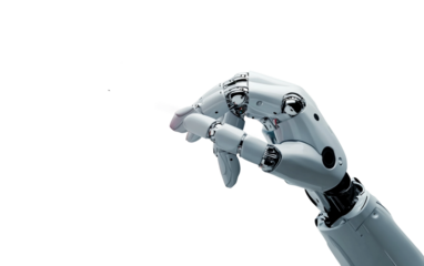 White robotic arm painting vibrant artistic murals showcasing futuristic creativity and precision isolated on transparent background PNG