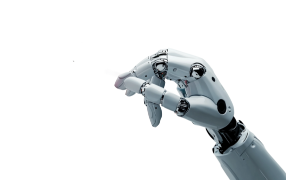 White robotic arm painting vibrant artistic murals showcasing futuristic creativity and precision isolated on transparent background PNG