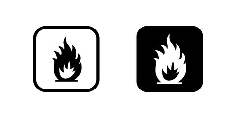 Essential flammable hazard symbol icons, used for warning about combustible materials in packaging, chemical safety, and industrial settings.