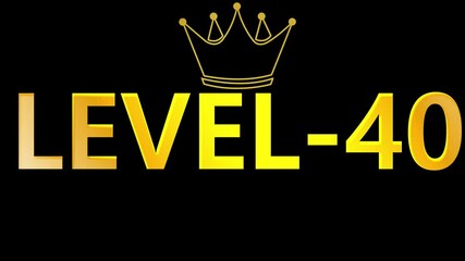 Level 40 celebration animation gold crown on black background for birthday - Powered by Adobe