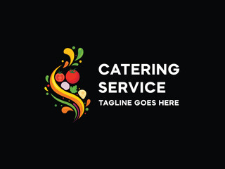 Vibrant Catering Service Logo with Fresh Vegetables