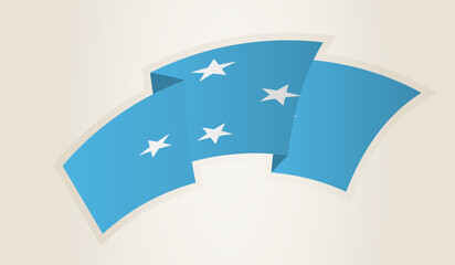 Micronesia Flag in Abstract Ribbon Shape, National Symbol of the Micronesia.