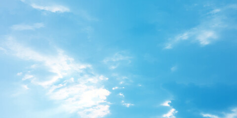 Daylight blue soft clouds, light sunny effect on the blooming white background, sunlight spots on the natural, beautiful spring season clear fresh mind change banner use wallpaper 