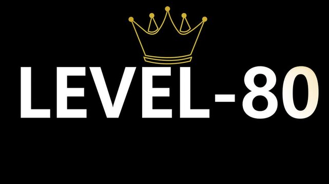 Level 80 achievement concept for gamers with gold crown graphics on black background - Powered by Adobe