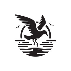 seagull vector silhouette clip art logo design illustration