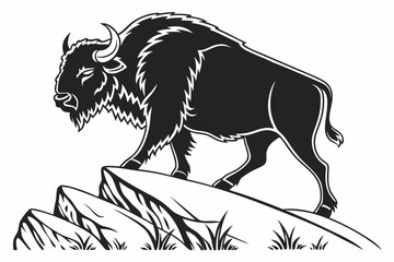 bison sihouette black vector
