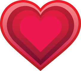 Layered red heart shape isolated on white background. red heart vector