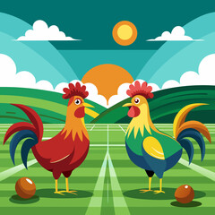 Fototapeta premium rooster and cock