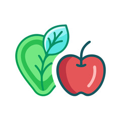 Apple and Leaf Icon: Exploring Healthy Eating, Nutrition, and Fresh Produce
