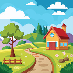 Fototapeta premium landscape with houses