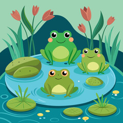 frog in the water