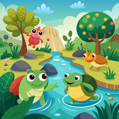 Naklejka premium frog on the river