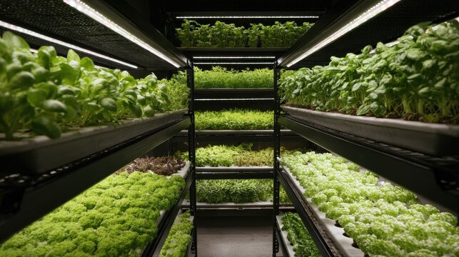 Stacked crops under urban agriculture lighting systems for smart growth vertical LED array : Vertical Farm
