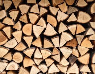 Stacked firewood close-up