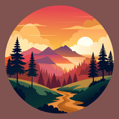 sunset in mountains