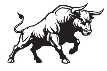 Fototapeta premium Angry Bull Silhouette Vector