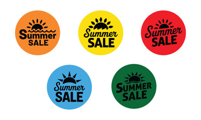 Summer Sale Circular icon set. Discount Promotion, sticker, badge, emblem, tag badge and labels design. Template banner shopping badges. vector illustration.	