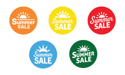 Summer Sale Circular icon set. Discount Promotion, sticker, badge, emblem, tag badge and labels design. Template banner shopping badges. vector illustration.	