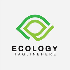 Letter E Logo Design with Leaf Concept. letter E geometric line leaf logo