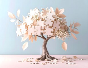 Puzzle Piece Tree Growth Concept