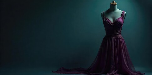 A mysterious, elegant dress hangs on a mannequin, draped with shadows, hinting at a hidden story Perfect for suspense, intrigue, and fashion-related projects , unknown, backlighting